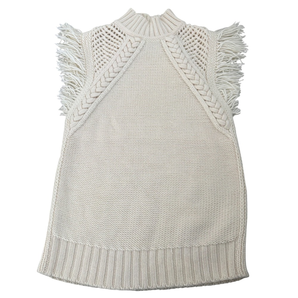 Banana Republic Heritage Collection 100% Wool Fringe Cable Knit Sweater Vest XS